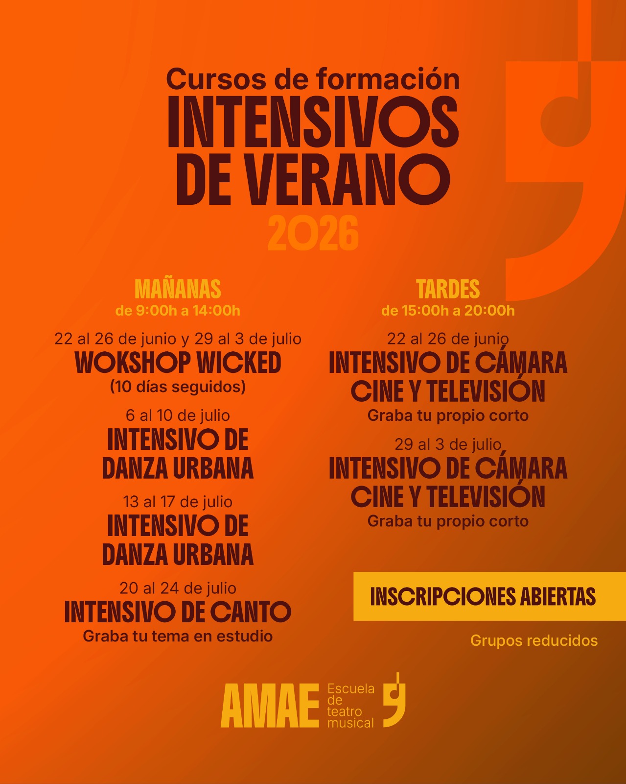 Cartel 6 · Intensivos de Verano 2026
